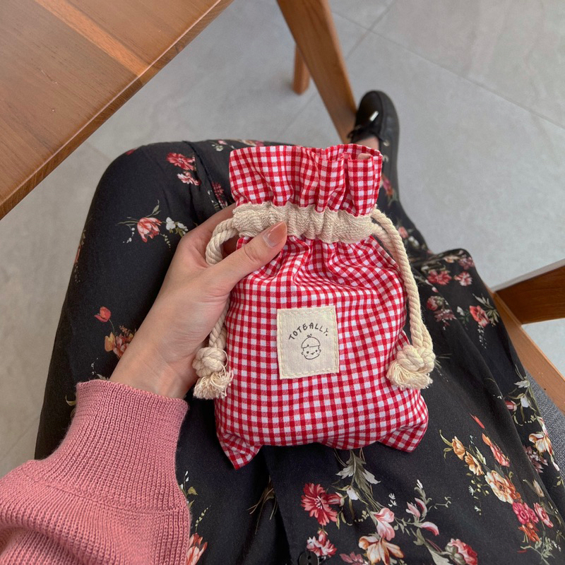 Toteally Spring Check String Pouch | Bag Organizer, Drawstring Pouch, Pouch Serut