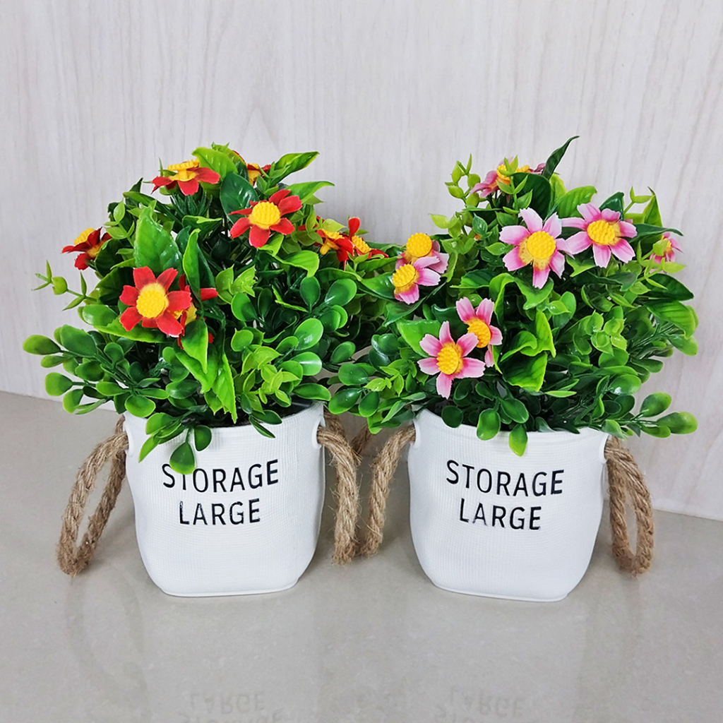 AND / COD / Pot Bunga Hias Plastik / Tanaman Hias Bunga Palsu / Artificial Flower Import Termurah / Bunga Hias Cantik Dekorasi Ruangan / Bunga Hias Palsu PBP165