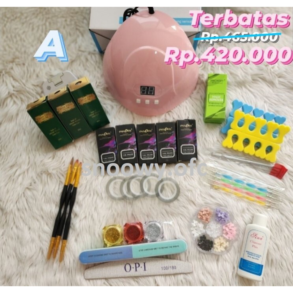 PAKET NAIL ART UV GEL SET LENGKAP KUTEK LAMPU UV MANICURE PEDICURE