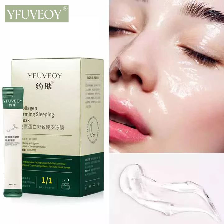 [20 Pcs/Kotak] YFUVEOY Collagen Firming Sleeping Mask Masker Pemutih Kolagen Masker Malam Wajah Untuk Pelembab Wajah Pemutih Anti-Kerut Mengencangkan dan Mengecilkan Pori-Pori