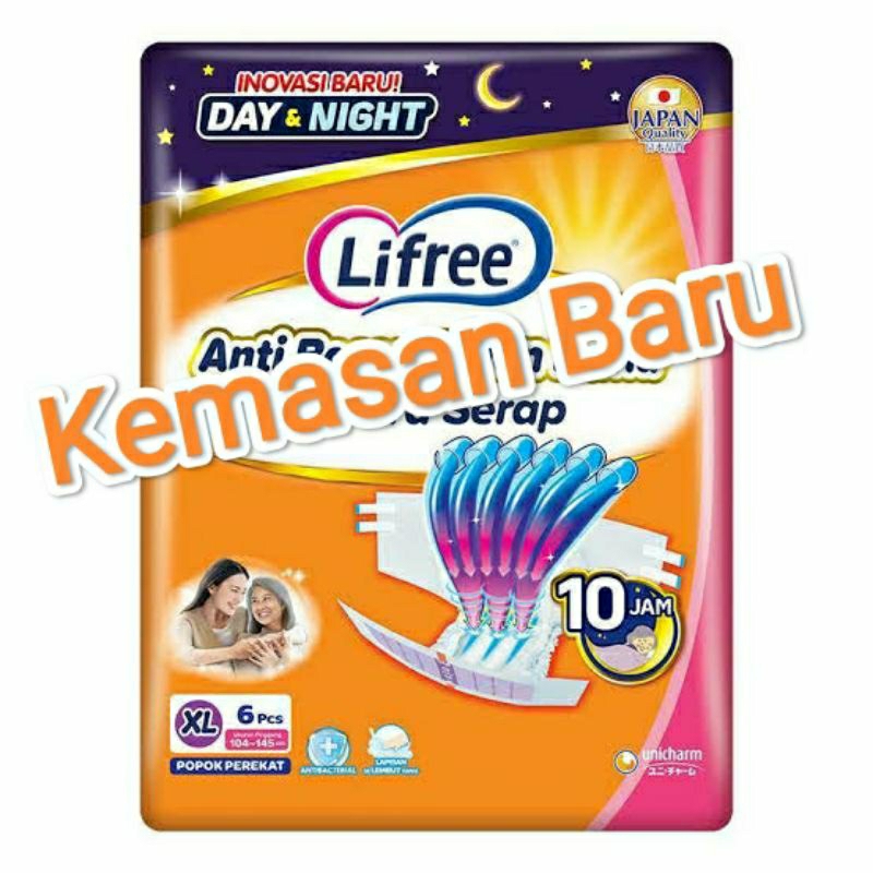 Lifree Popok Perekat Diapers Dewasa XL7/ XL 7 (Kemasan Baru XL6) - Ekstra Serap &amp; Ekstra Kering