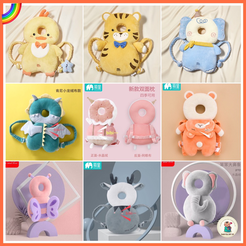 (FREE BELT) Bantal Pelindung Kepala Bayi PREMIUM / Anti Jatuh / Baby Head Protector Ransel Animal / Bantal Belajar Jalan