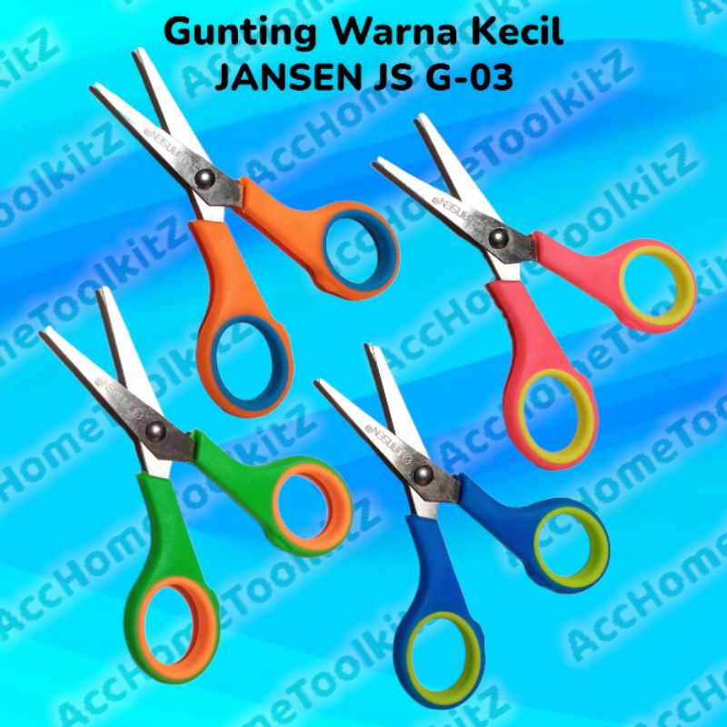 Gunting Kertas Sebaguna Scissors Original Gunting Warna Stainless Steel Renteng 12 pcs Ukuran Kecil Jansen GS-03 Rentengan 12pcs
