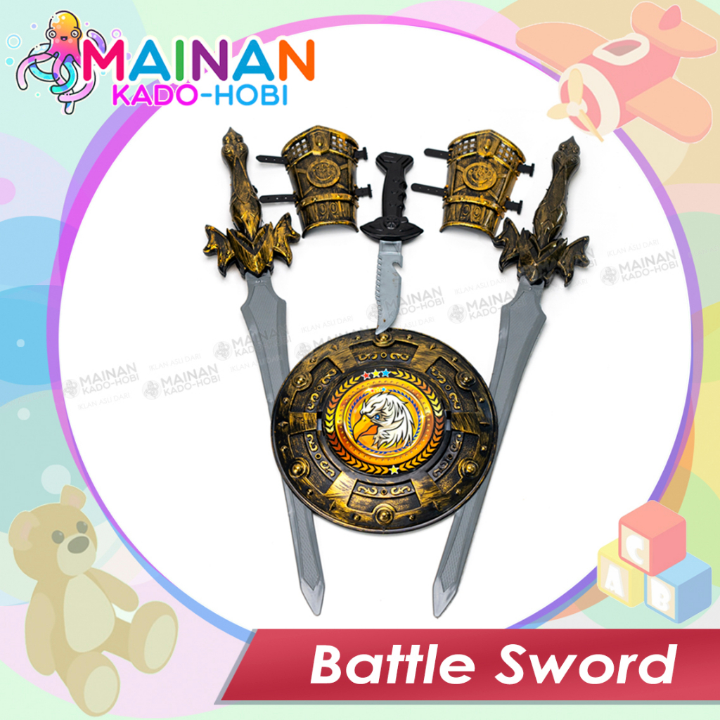 HADIAH ULANG TAHUN MAINAN ANAK LAKI MINIATUR PEDANG BATTLE DYNASTY WARRIOR SWORD SHILED