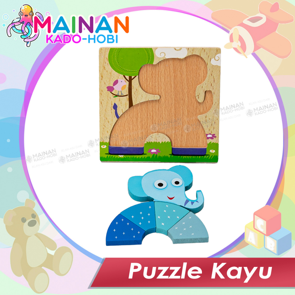 MAINAN ANAK EDUKASI PUZZLE CHUNKY KAYU PREMIUM KARAKTER ANIMAL VEHICLE