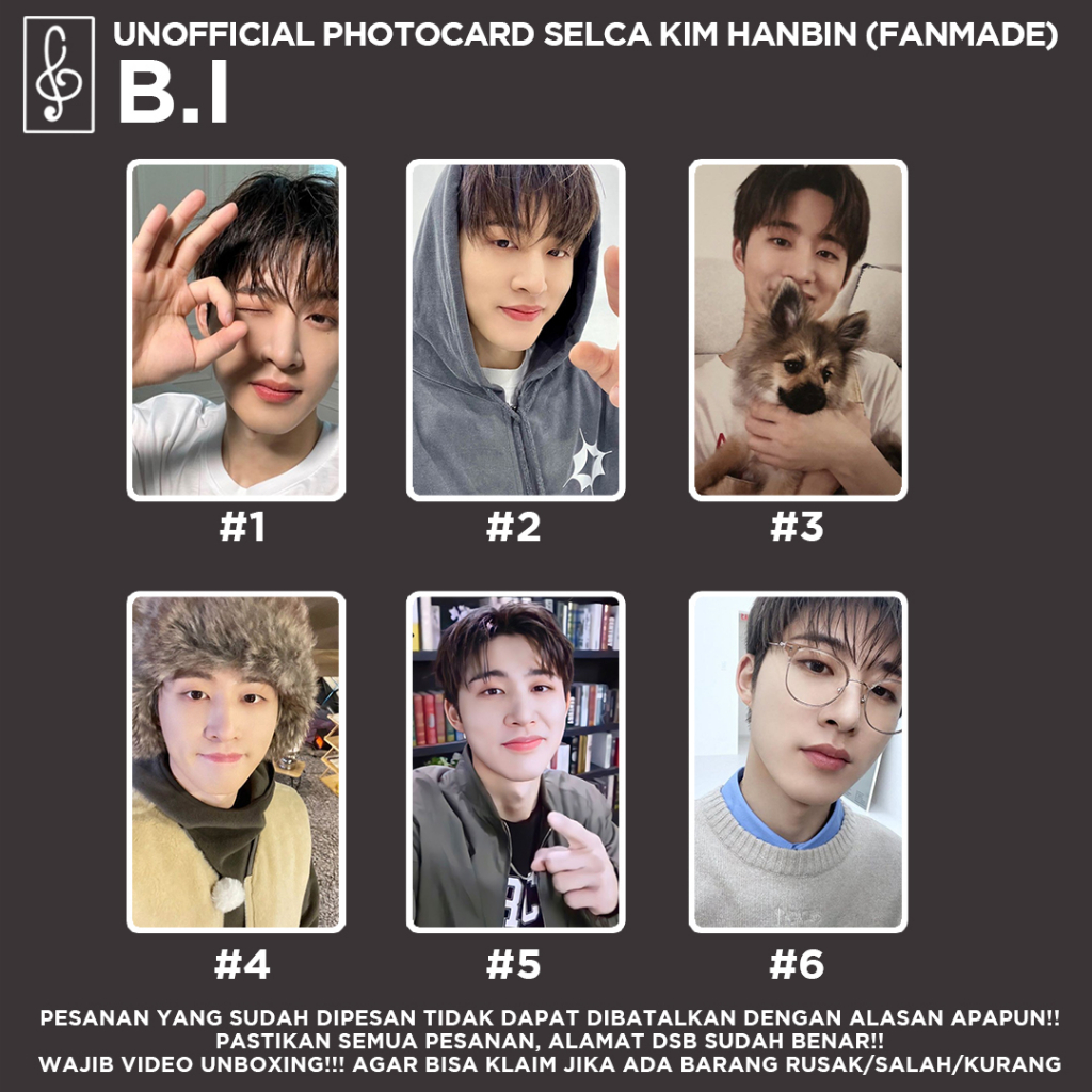 [SELCA B.I] KIM HANBIN BI BOYFRIEND MATERIAL PHOTOCARD  UNOFFICIAL