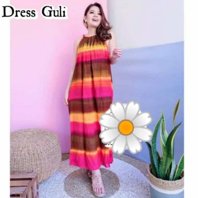 DASTER SINGLET PANJANG/DRESS GULI BAHAN RAYON BALI SIZE JUMBO/BAJU TIDUR WANITA ADEM KEKINIAN