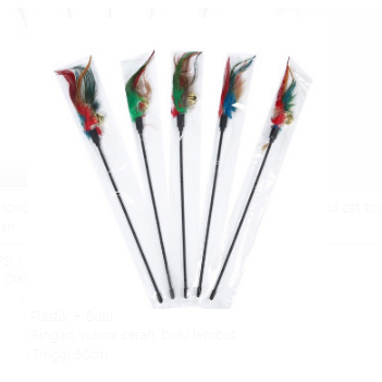 DHIO - tongkat lonceng bulu mainan kucing bulu ayam mainan anabul cat toys mainan berbulu hewan peliharaan