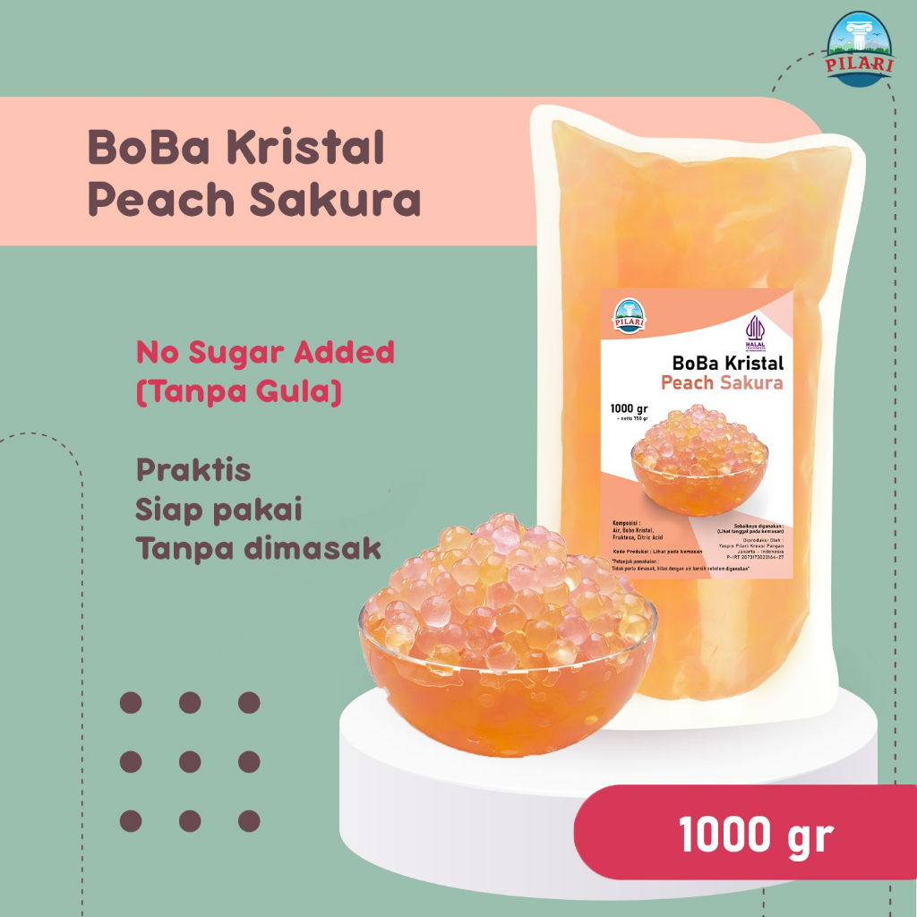 

BOBA KRISTAL PEACH SAKURA @1KG /1000GR/ JELLY BOBA PRAKTIS SIAP SAJI