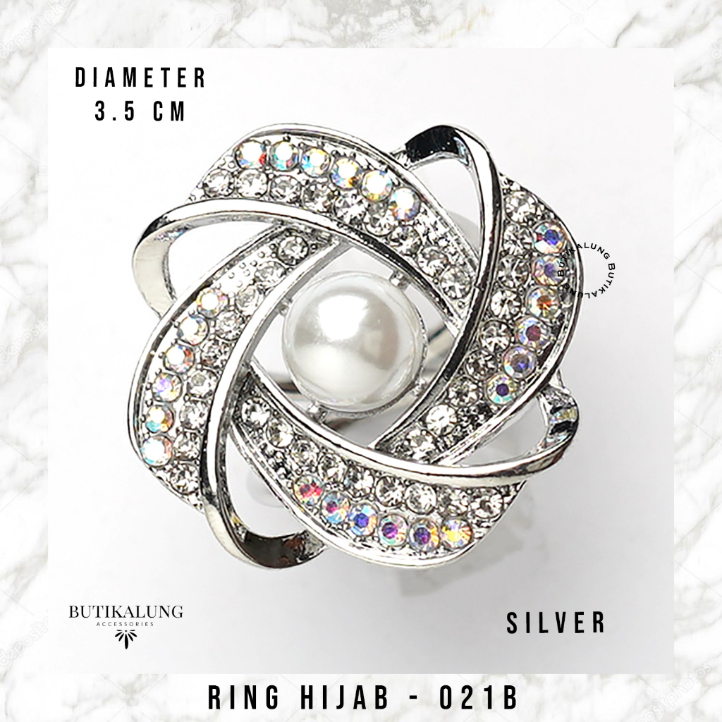 Bros Serut Ring Hijab Premium Model Bunga Warna Silver