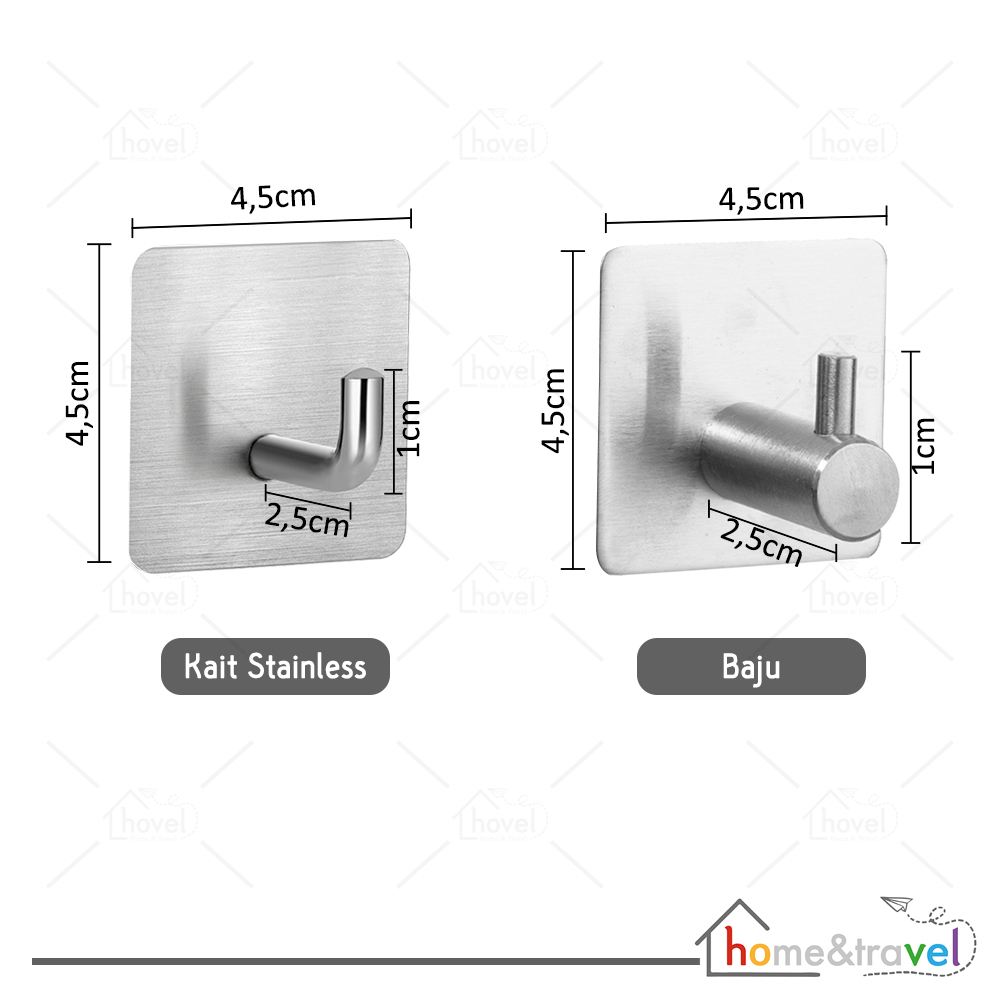 HOVELSHOP Gantungan Hook Tempel Dinding Stainless Stel Minimalis Perekat Kuat