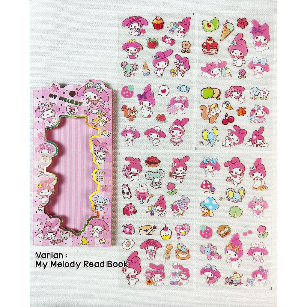 STIKER KUROMI MY MELODY CINNAMOROLL PET DECORATION SANRIO ISI 4 LEMBAR TRANSPARANT SUDAH CUTTING @banyak