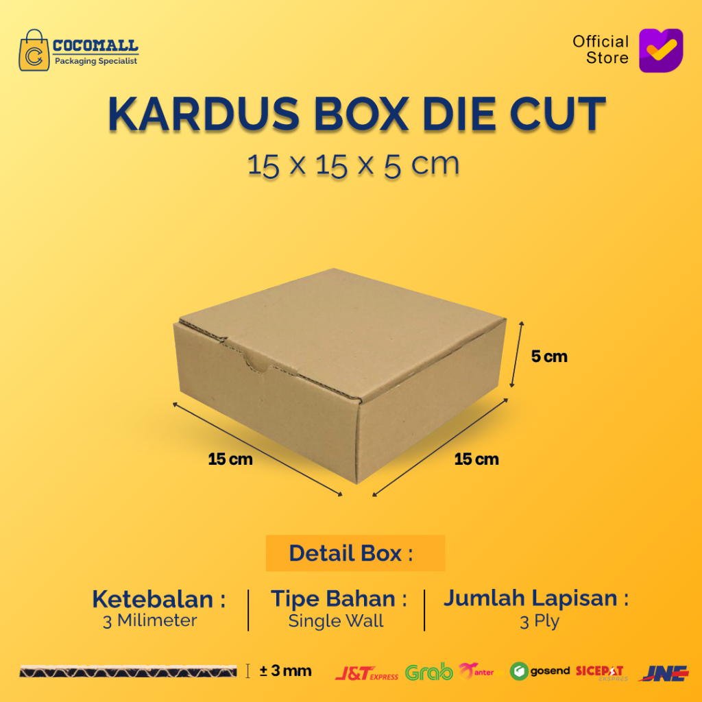 

Kardus Box Die Cut 15x15x5 CM Kotak Dus Hampers Kado Polos