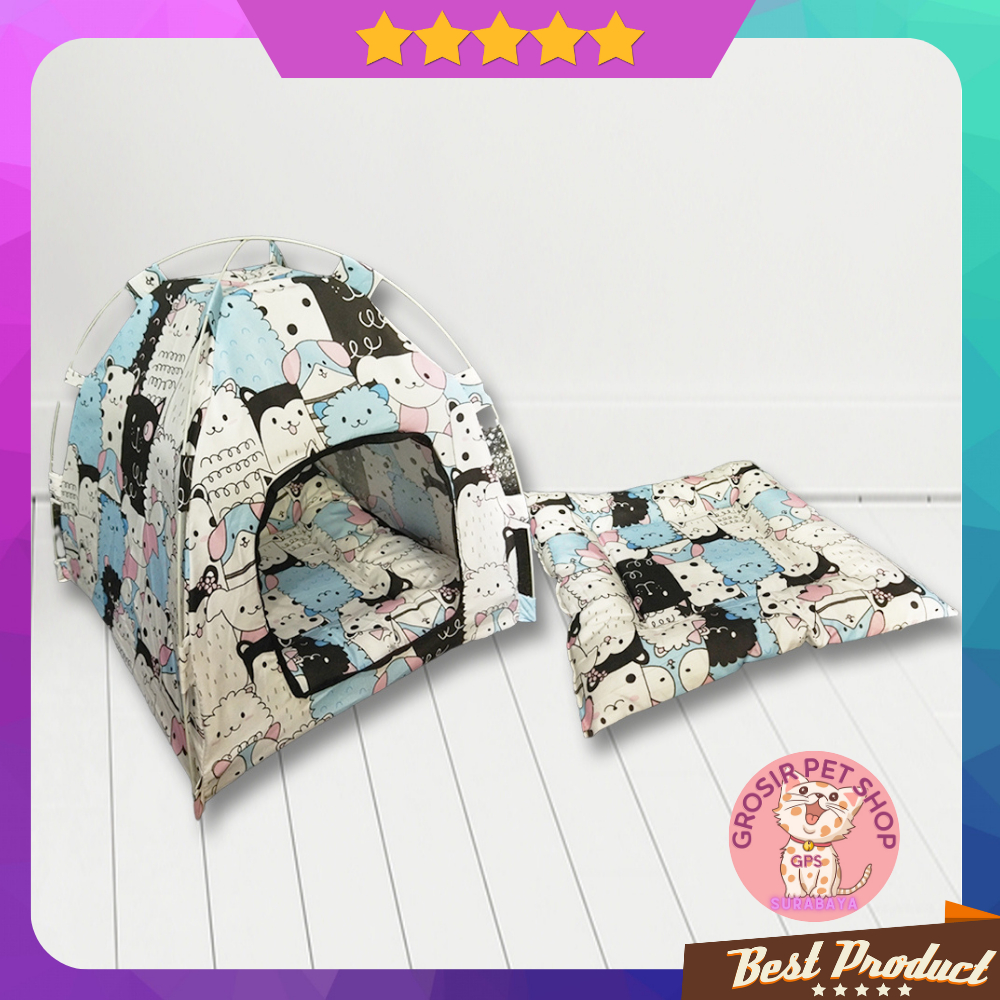 Tempat Tidur Kucing dan Anjing Model Tenda Portable Bisa Dilipat dan Dicuci / Rumah Kucing Model Tenda Kualitas Premium