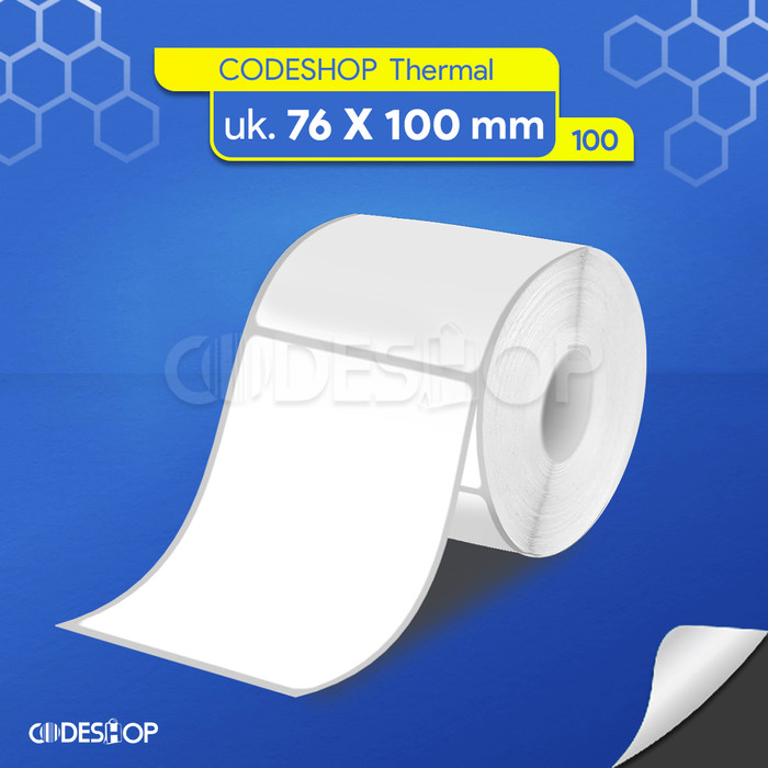 

Label Barcode 76 x 100 mm Stiker Thermal isi 100 pcs Gap 80 mm