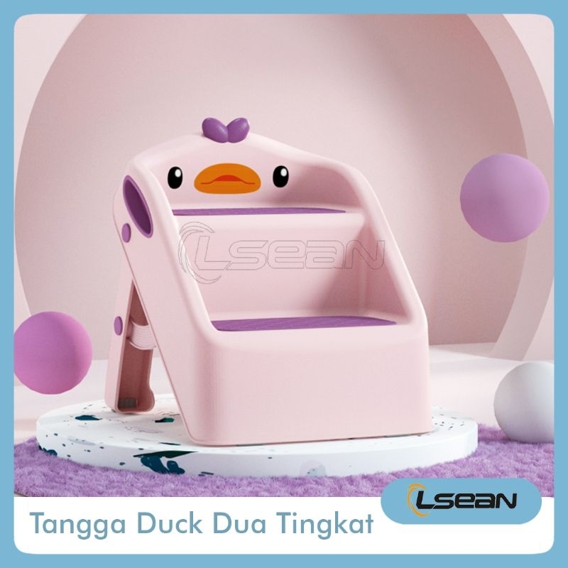 BANGKU TANGGA MINI LUCU DUA TINGKAT PIJAKAN KAKI ANAK ANTI SLIP STEP STOOL MOTIF DUCK