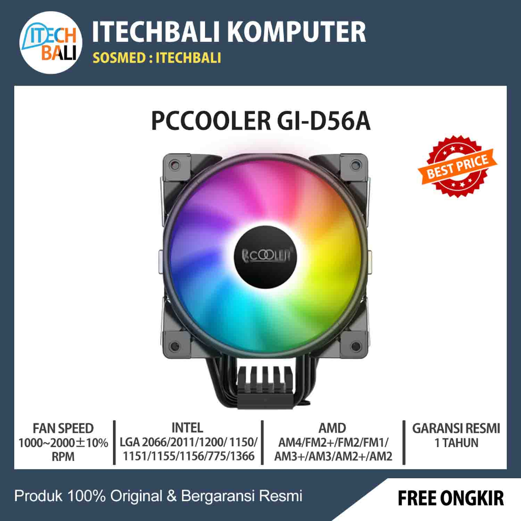 Fan CPU PC Cooler GI-D56A HALO RGB | ITECHBALI