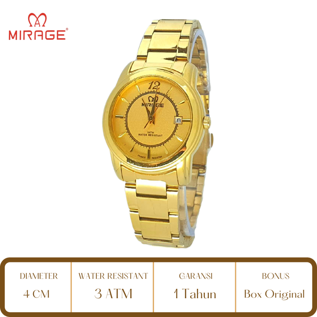 Mirage Watch Official Jam Tangan Pria Mirage Gold  8190 BRP M