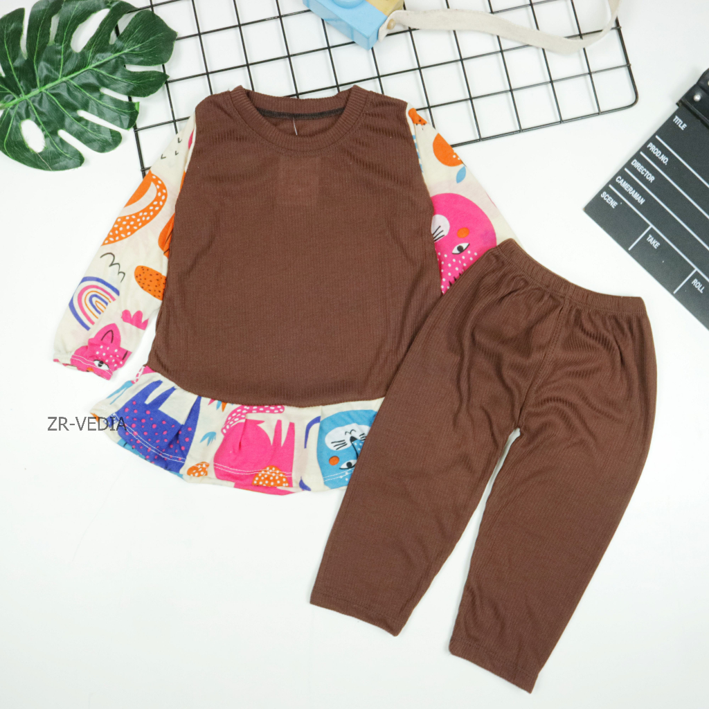 Setelan Anjani uk 4-5 Tahun / Set Anak Perempuan Lengan Panjang Import Balita Brended Karakter Baju Tidur Kiosbalitaaprillia