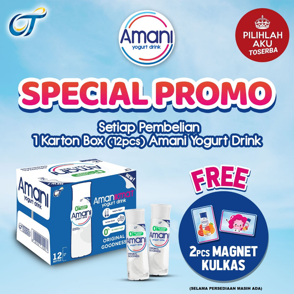 AMANI Yogurt Drink NO ADDED SUGAR ORIGINAL 250 ml - ( HARGA 6 BOTOL )