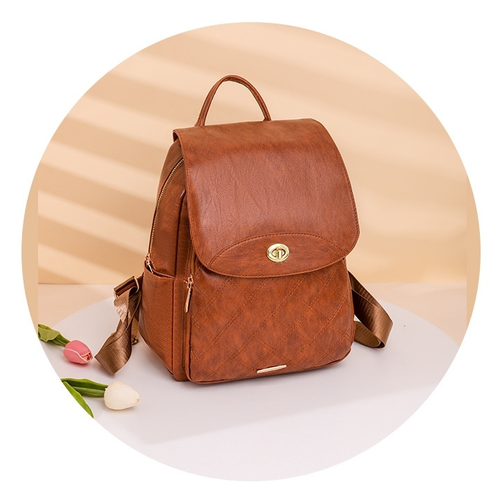 TAS RANSEL WANITA REMAJA KEKINIAN KOREA KULIT IMPORT COKLAT TA797B7 SUBSTARA PREMIUM FASHION TERBARU BATAM MURAH BACPACK DEWASA KULIAH SEKOLAH KERJA BRANDED