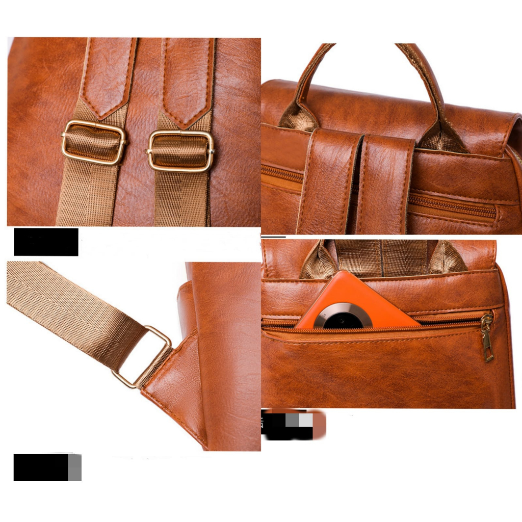 TAS RANSEL WANITA REMAJA KEKINIAN KOREA KULIT IMPORT COKLAT TA797B7 SUBSTARA PREMIUM FASHION TERBARU BATAM MURAH BACPACK DEWASA KULIAH SEKOLAH KERJA BRANDED