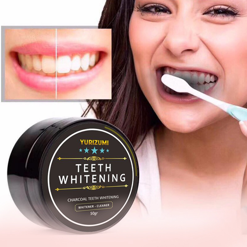 Yurizumi Bubuk Pemutih Gigi + Sikat Gigi Alami Charcoal Powder Teeth Whitenin l AMAN UNTUK GIGI JADI KINCLONG