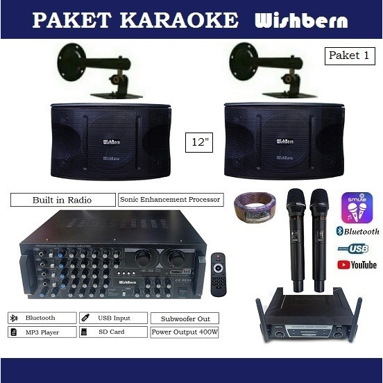 Paket Karaoke Komplit Wishbern Speaker 12 Inch Paket 1