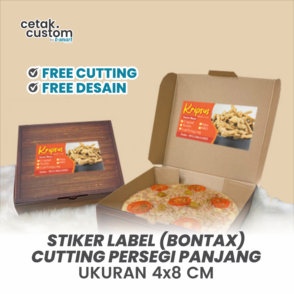 

STIKER LABEL MAKANAN (BONTAX)+CUTTING PERSEGI PANJANG UKURAN 4x8 CM