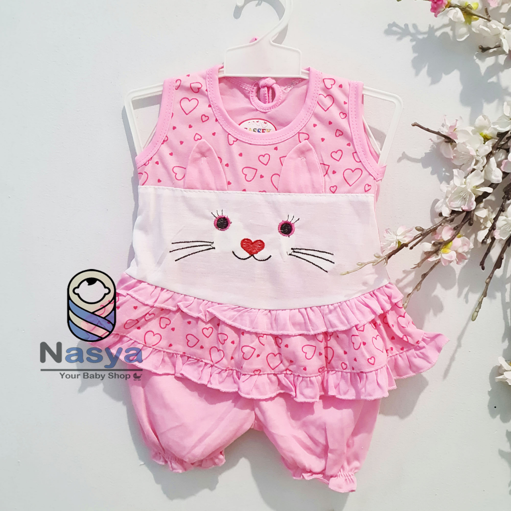 [N-085] Setelan baju bayi perempuan pita lucu MURAH - Naomi (3-6m)
