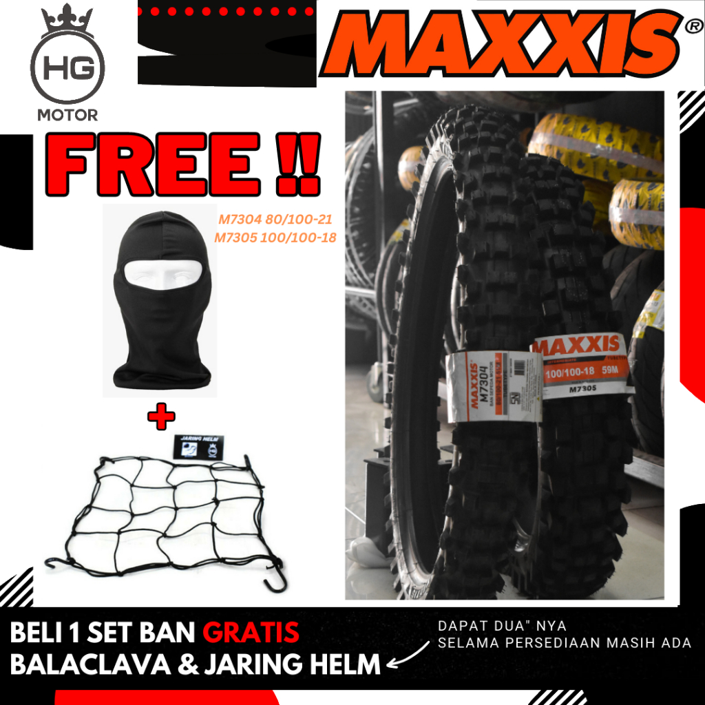1 SET BAN TRAIL MAXXIS MX7305 100/100 RING 18 & M7304 80/100 RING 21