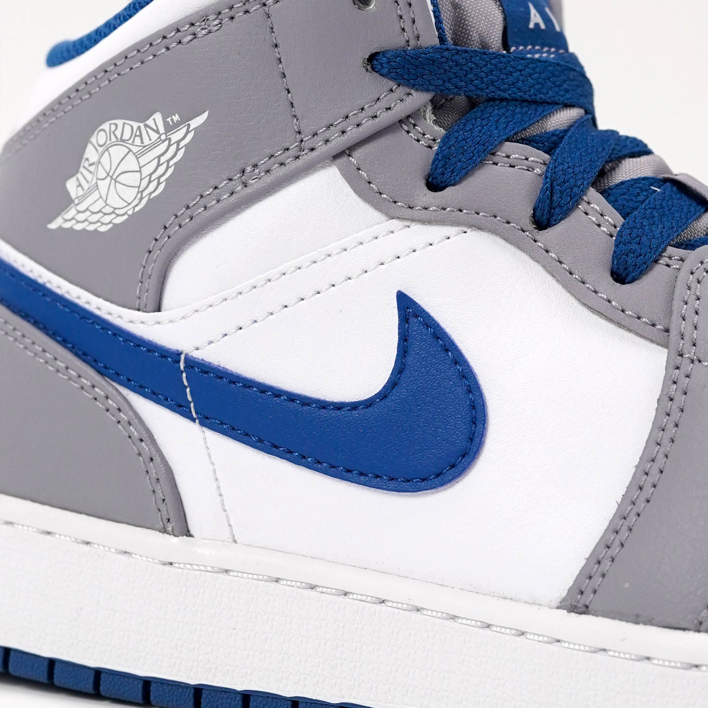 Air Jordan 1 Mid Cement True Blue GS