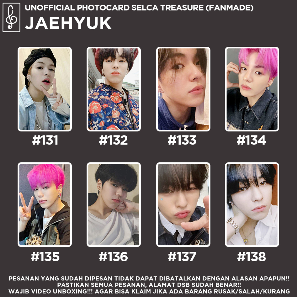 [SELCA TREASURE] JAEHYUK BOYFRIEND MATERIAL PHOTOCARD  UNOFFICIAL