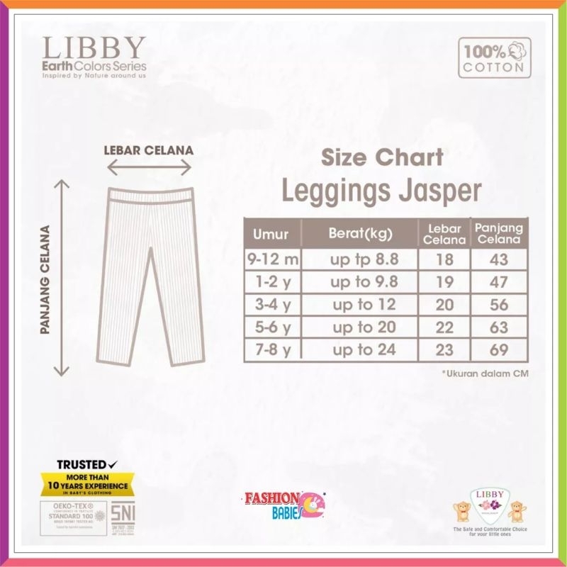 Libby Leggings Rib Earth Color Libby 0-3 sampai 6-12 month