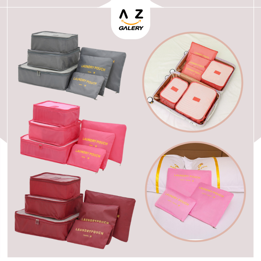 Tas Travel Pouch Organizer Storage 6 IN 1 Laundry Pouch Murah Multifungsi Azgalery TT-04-6IN1