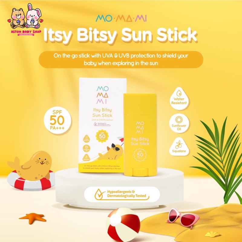 Momami Itsy Bitsy Sun Stick 15gr - Stik Tabir Surya Waterproof Sunscreen Anak Sunblck