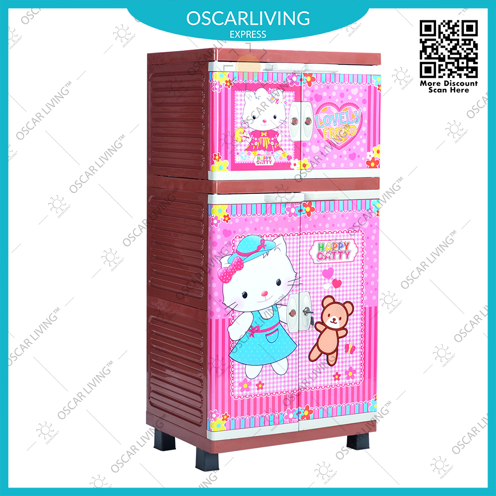 Lemari Plastik M32 P Hello Kitty Lemari Pakaian Rak 3 Susun ada Kunci