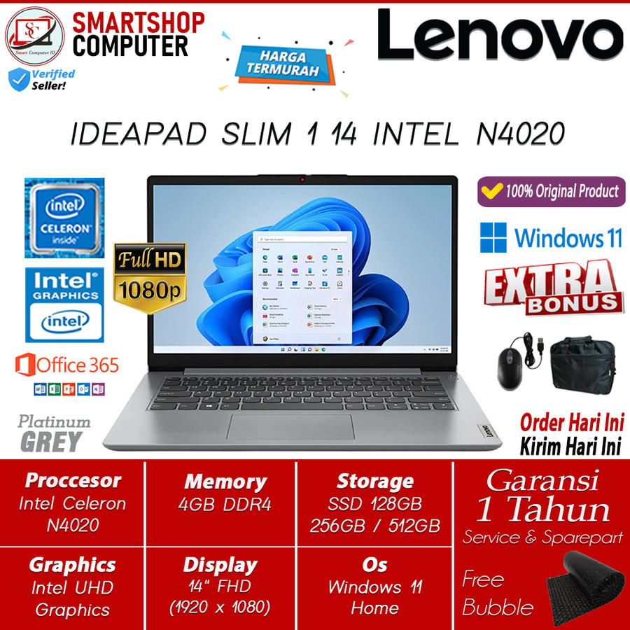 LAPTOP LENOVO IDEAPAD SLIM 1i INTEL I3 1215U 12GB 512GB SSD FHD WIN11 GREY