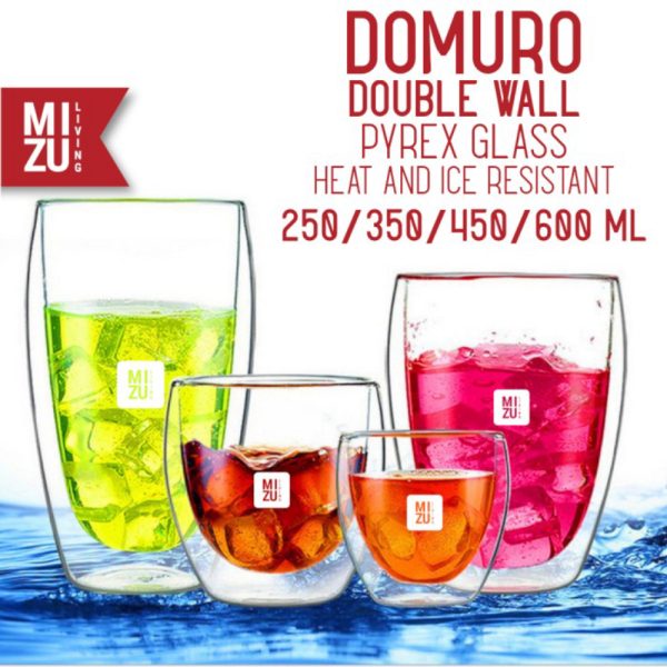 

Promo DOMURO 250ml Gelas Kaca Anti Panas Tutup Double Wall Pyrex Glass Cup Murah