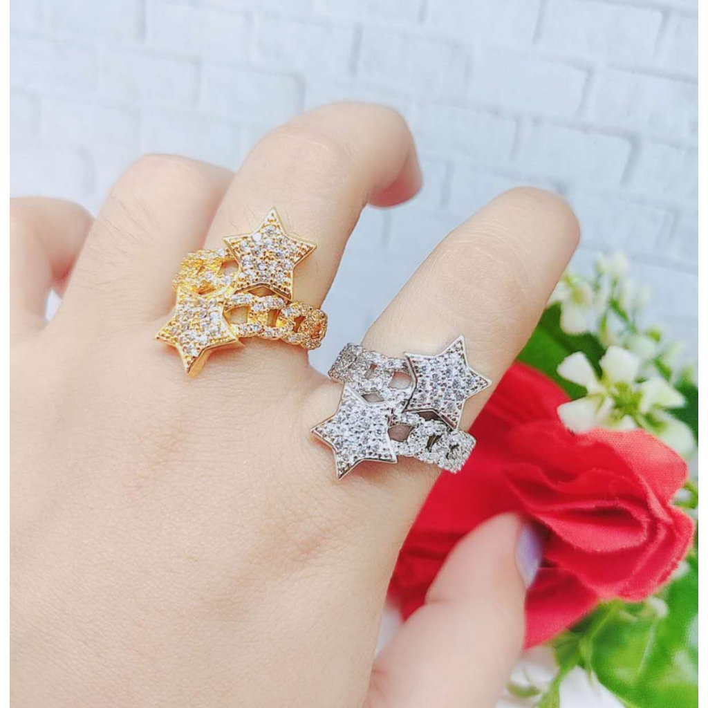 Cincin Xuping Mata Full Lapis Emas Perhiasan Fashion R26/27/28