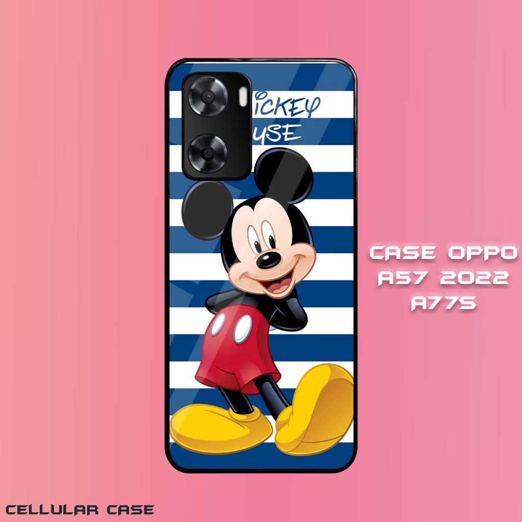Case Glossy Oppo 57 2022 | A77S 4G [CR12] Mickey Minnie Mouse Casing Hardcase Hp Oppo Kesing Kilau H