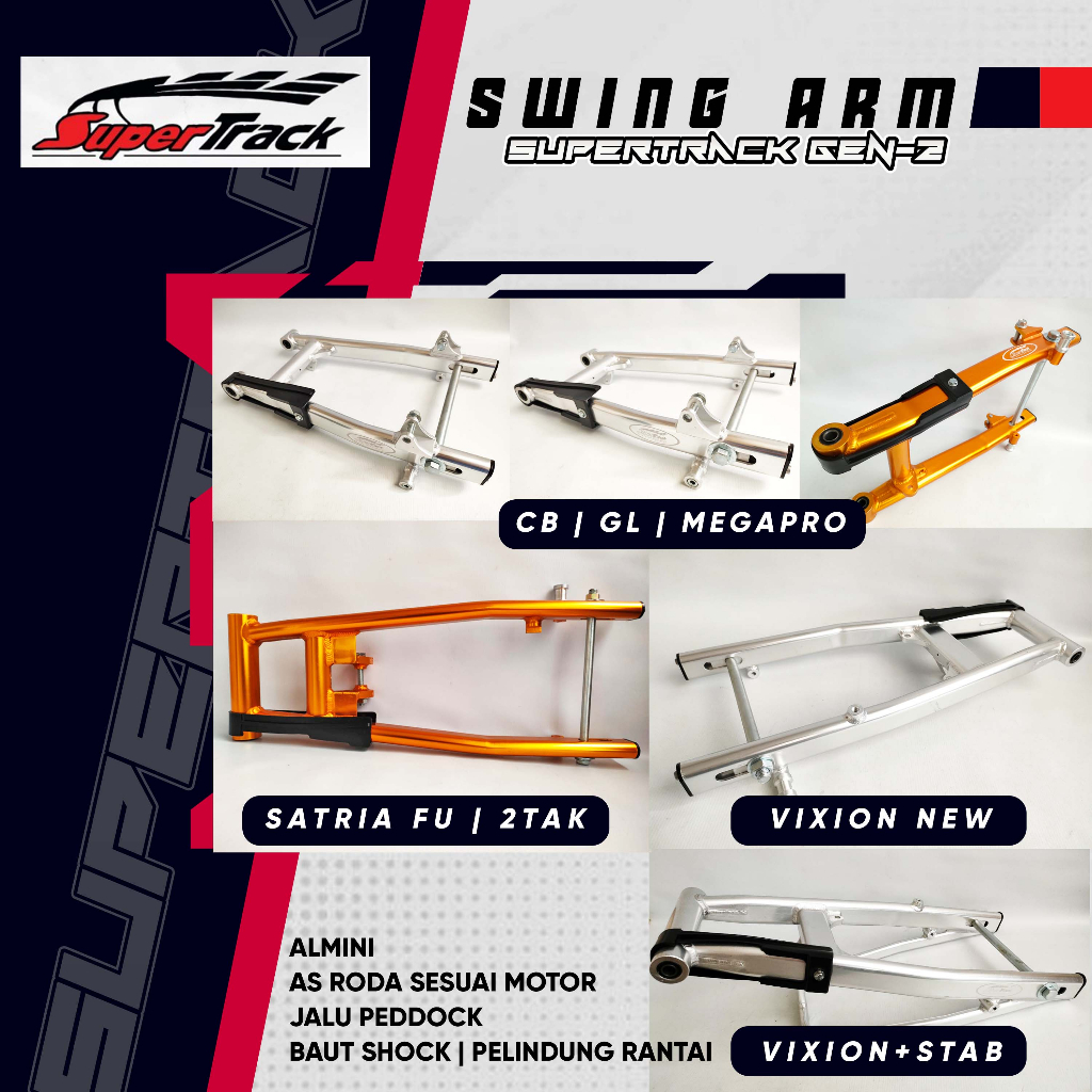 Arm Supertrack GEN-2 – Vixion, Satria FU, CB-100, GL, Megapro, Tiger | Aluminium Alloy Oval