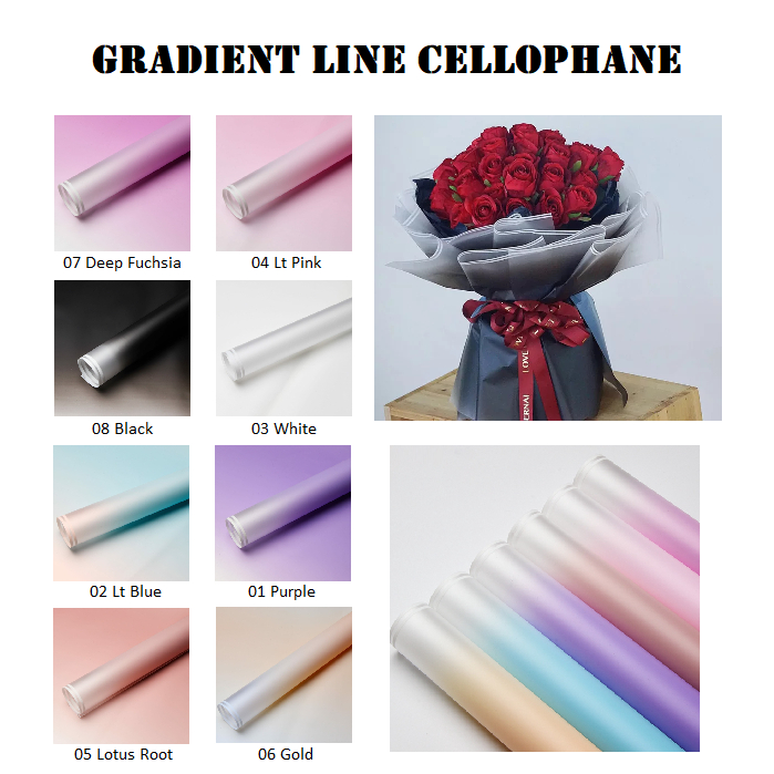 

(Lembaran) Flower Wrapping Gradient Line Cellophane/Kertas Buket