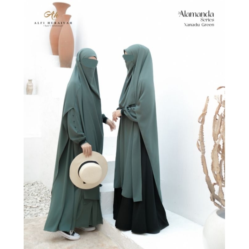 READY STOCK ALAMANDA twotone XANADU S XL set Khimar Nonpad