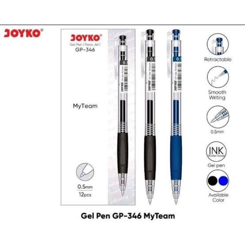 

[ BOX ISI 12 ] PULPEN JOYKO GP-346 MY TEAM 0,5 MM / GEL PEN / BALLPOINT CETEK