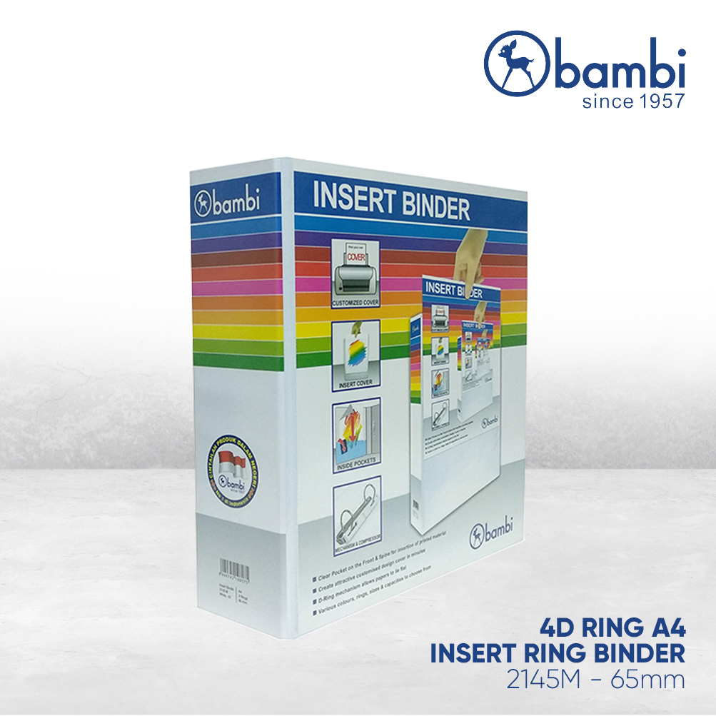 

Bambi Insert Ring Binder A4 4 Ring Type D All Color Jumbo Size 65 mm Original