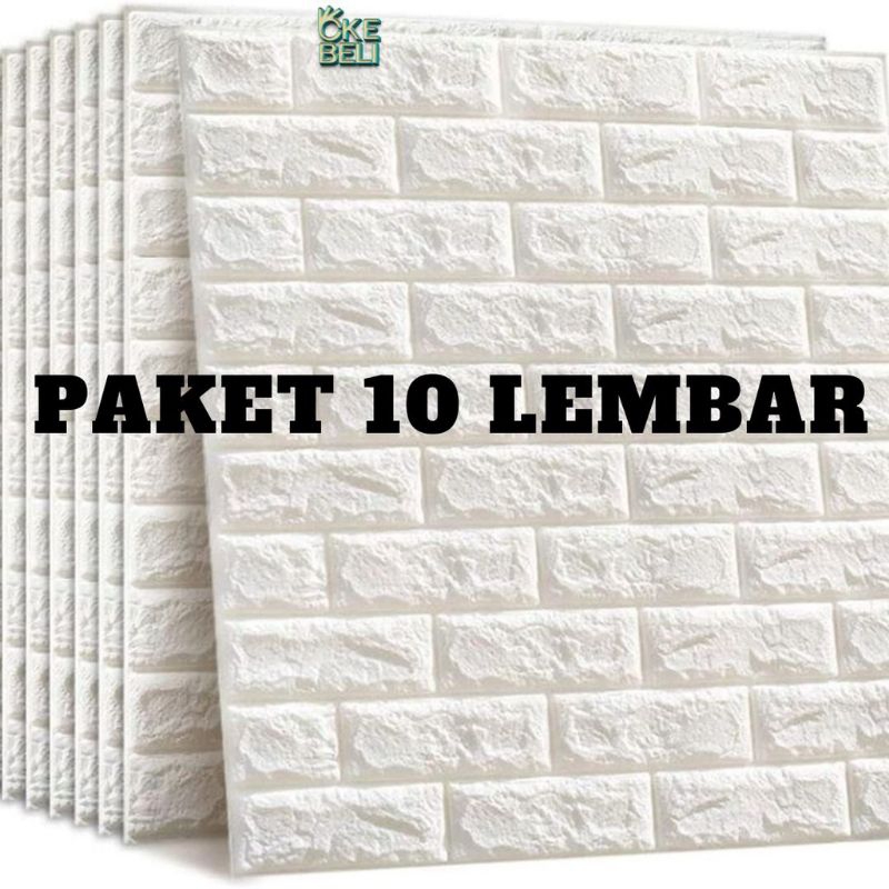 COD Wallpaper foam 3D busa timbul motif bata / walpaper stiker dinding motif batu bata putih / stike