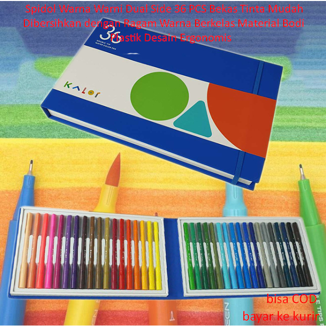 

Spidol Warna Warni Dual Side 36 PCS Bekas Tinta Mudah Dibersihkan dengan Ragam Warna Berkelas Material Bodi Plastik Desain Ergonomis
