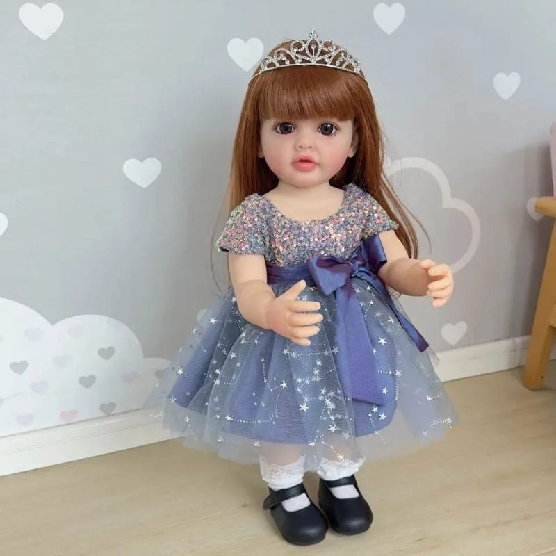 Ready depan Spesial Edisi Outfit Princess Boneka Reborn Full Silikon Bisa Mandi Mewah 55 cm