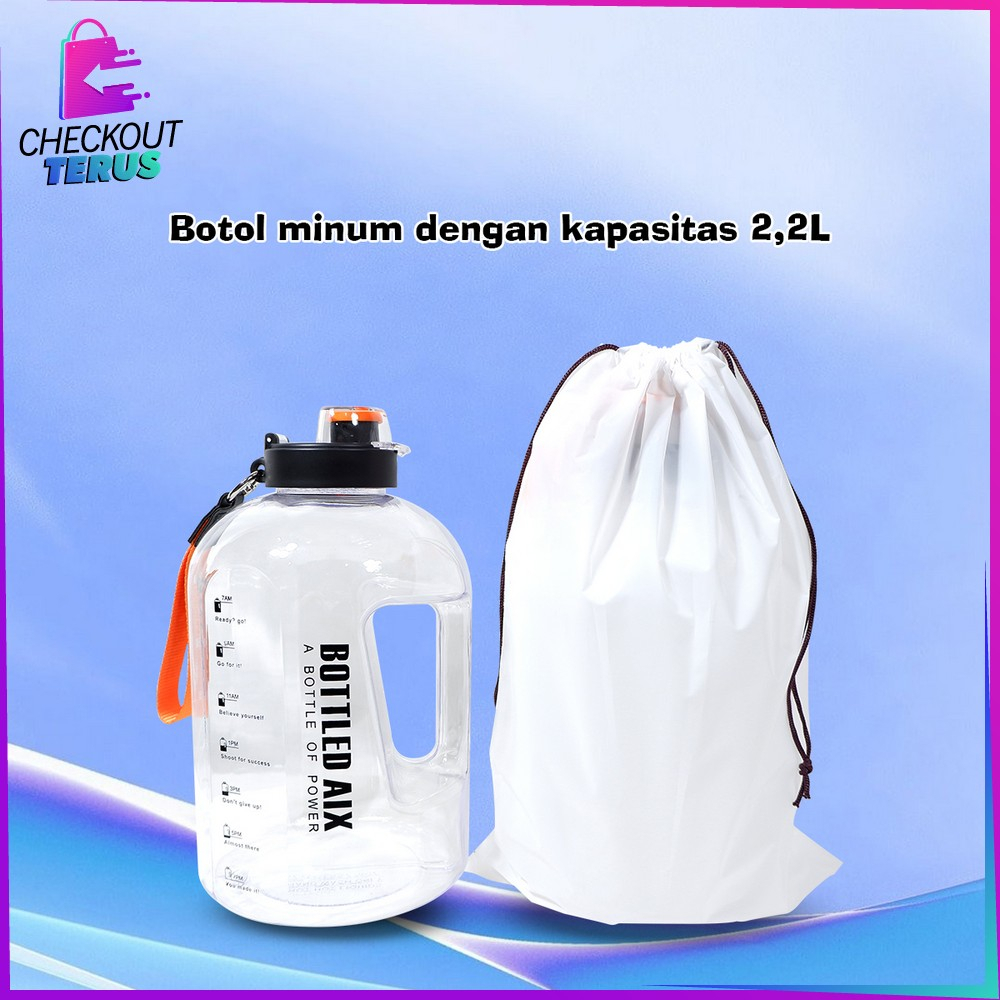 CT C470 Tempat Botol Minum Olahraga Ukuran Besar 2200ML BPA FREE Botol Minum Transparan Tumblr Botol Gym Bottle